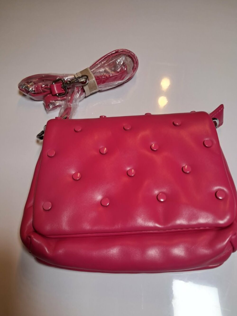 Pink Studded Faux Leather Crossbody Bag - Picture 2 of 8